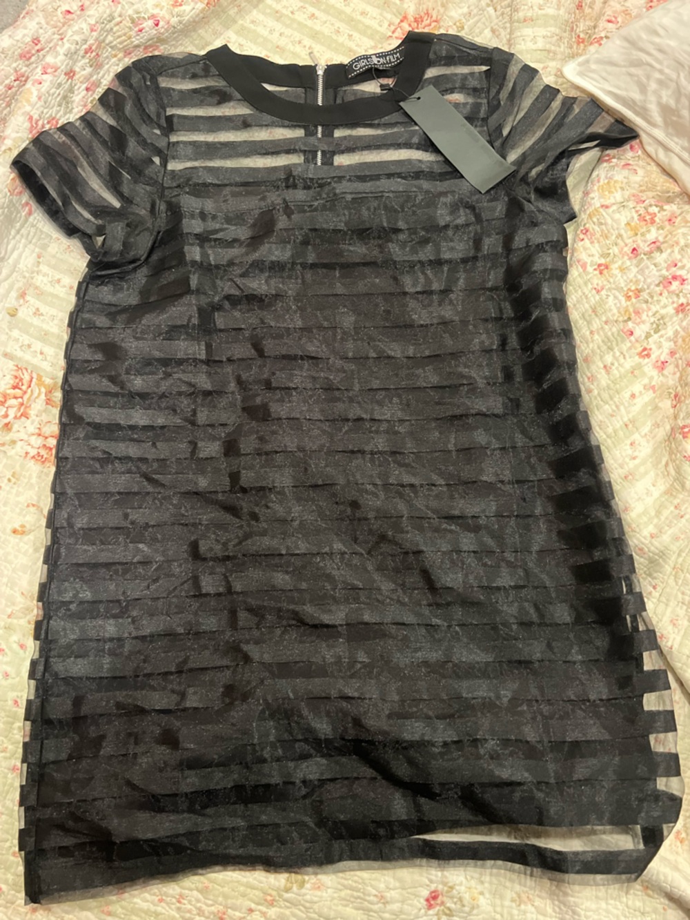 Black Sheer Striped Overlay blouse